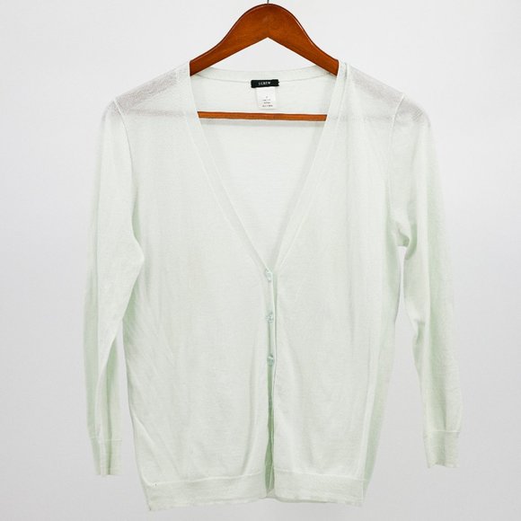 J. Crew Sweaters - Mint Cotton J. Crew Cardigan w/ Gemstone Buttons - Size M - Excellent Condition